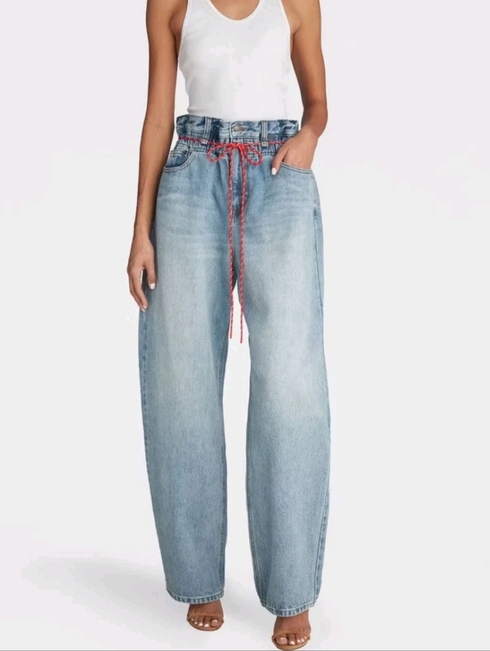 KBB by KAHLANA Women's Barrel Leg 'The Paper Bag Jean' - Light